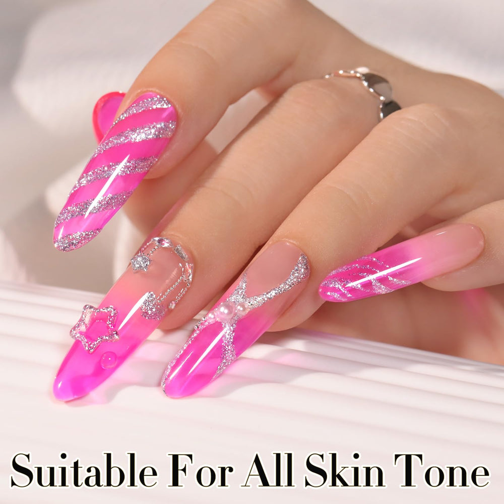 Vernis Gel Jelly Double Rhythm rose néon pour un accent éclatant.