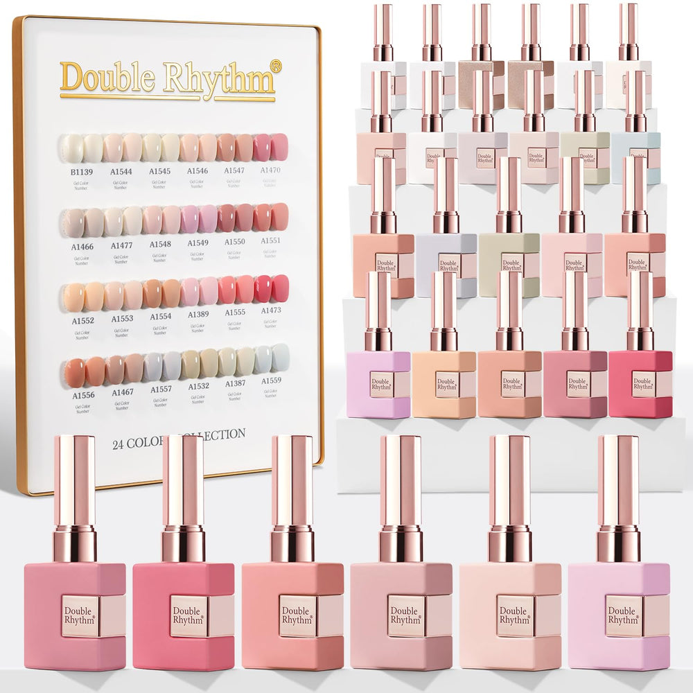 Vernis gel Double Rhythm Nude Pink T24-3 sur flacon identique, idéal pour manucure rapide à domicile
