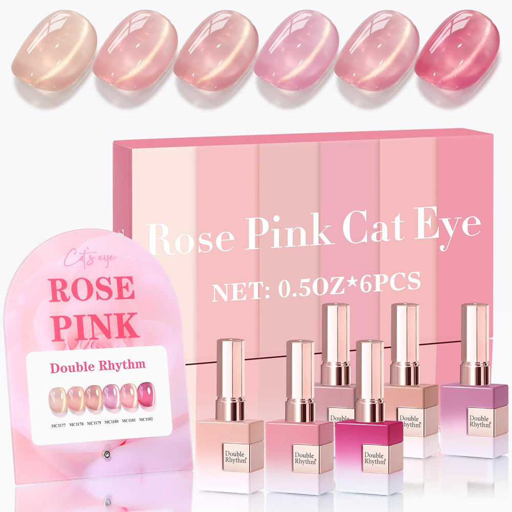 Double Rhythm vernis gel œil-chat ensemble 6 pièces identiques bouteille – couleur homogène et bouteille unique.