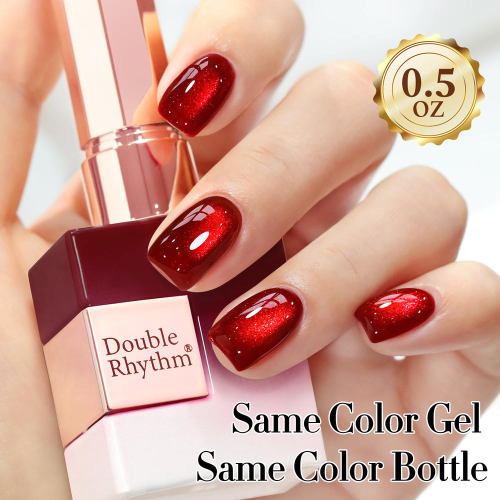 Vernis gel œil-de-chat Double Rhythm paillettes holographiques pour effet étincelant.