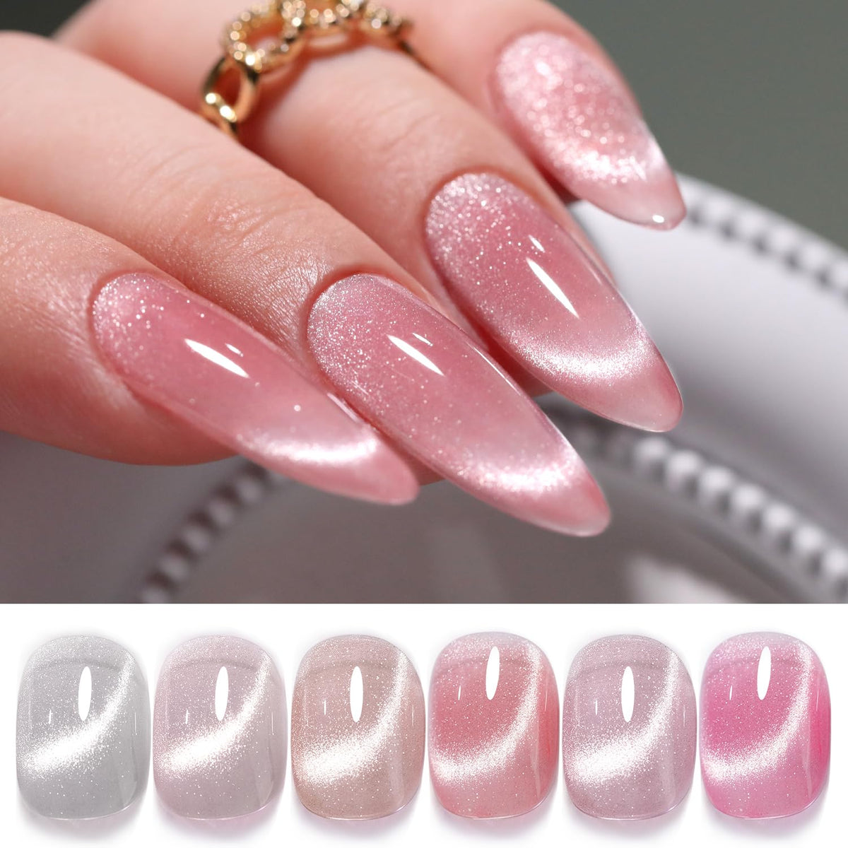 Vernis œil-de-chat bleu Double Rhythm, profondeur et glamour sur les ongles.