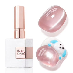 Double Rhythm Cat Eye Jelly Rose pâle, effet holographique, parfait pour une manucure à domicile.