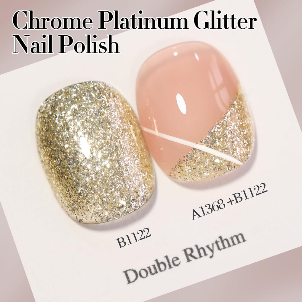 Vernis Double Rhythm paillettes brillance longue durée pour une manucure durable.