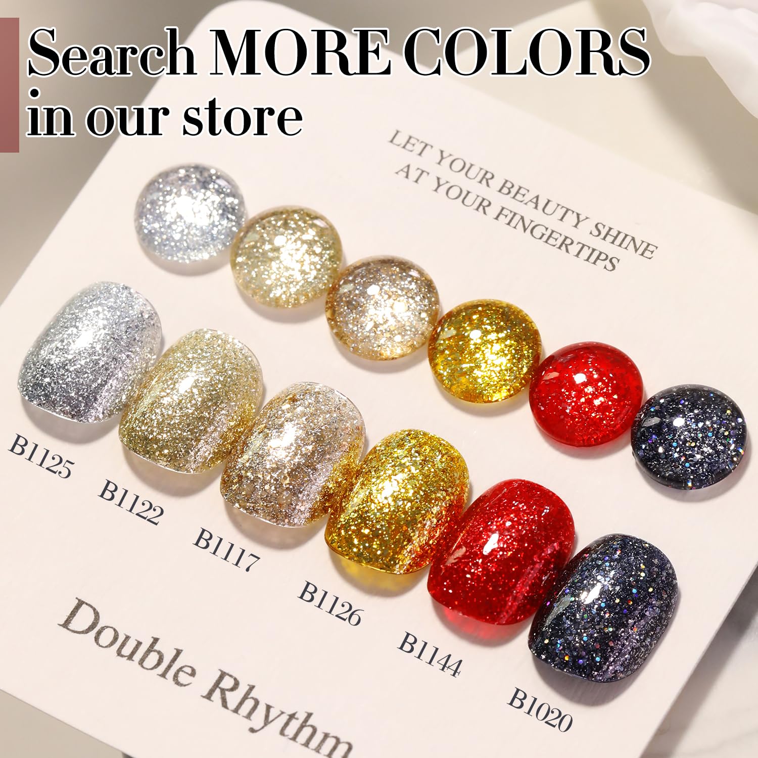 Vernis Double Rhythm paillettes cure UV LED garantissant une durabilité sécurisée.