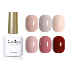 Vernis gel Double Rhythm nude rose clair sur ongles, teinte naturelle idéale.