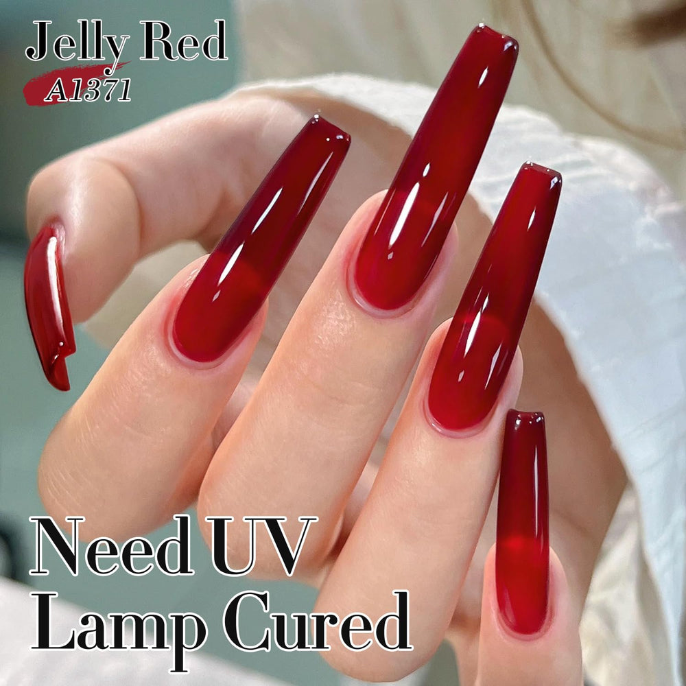 Vernis gel Double Rhythm rouge vif, parfait pour des designs tendance.