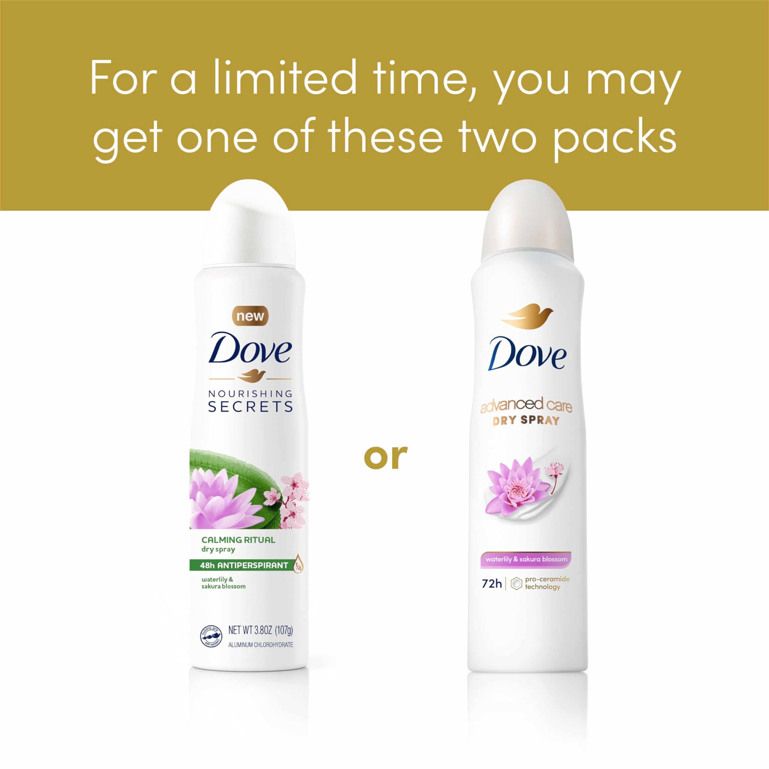 Dove Advanced Care brume légère qui sèche rapidement sur la peau.