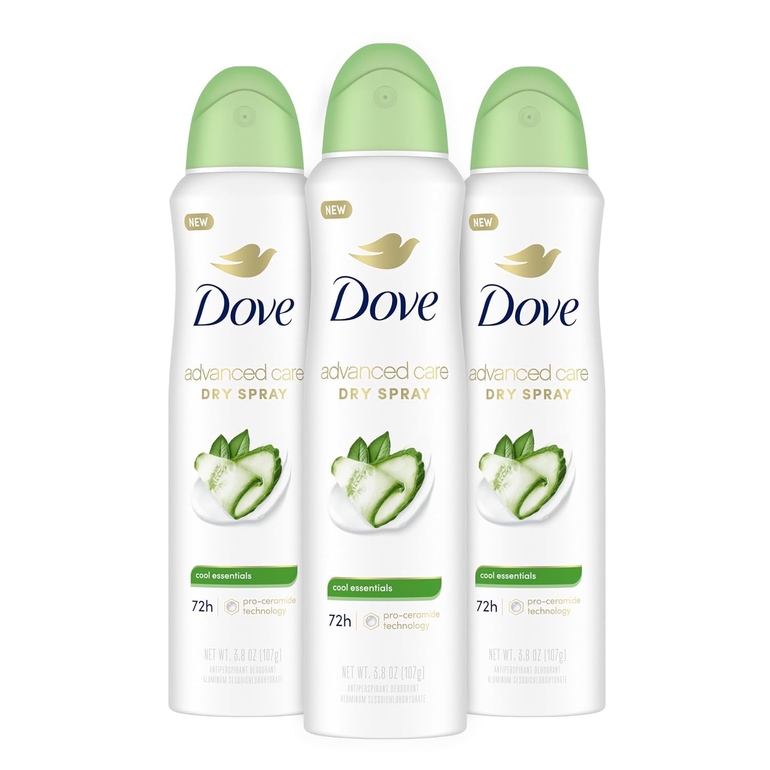 Dove Advanced Care Cool Essentials, bouteille spray, offre une protection longue durée.