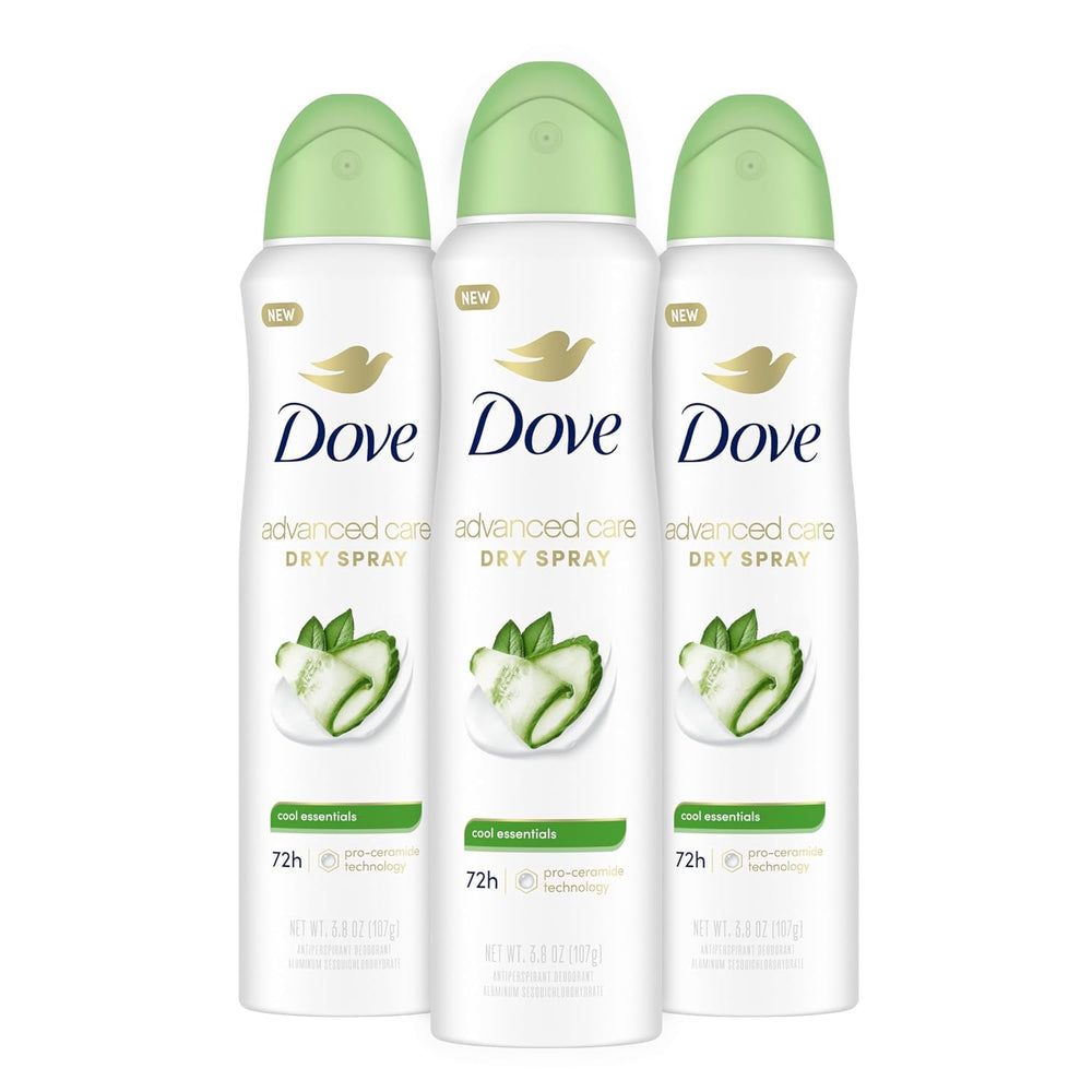 Dove Advanced Care Cool Essentials, bouteille spray, offre une protection longue durée.
