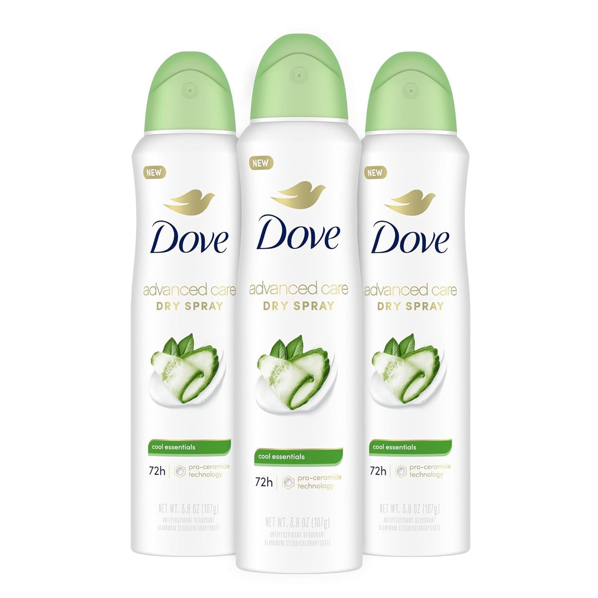 Dove Advanced Care Cool Essentials, bouteille spray, offre une protection longue durée.