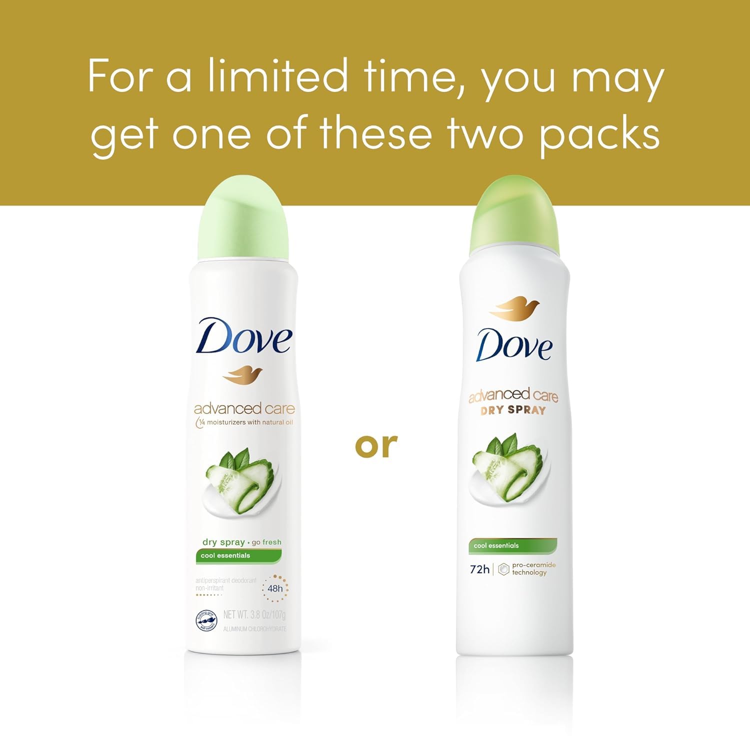 Dove Advanced Care Cool Essentials: fragrance poire-concombre-melon pour une sensation rafraîchissante.