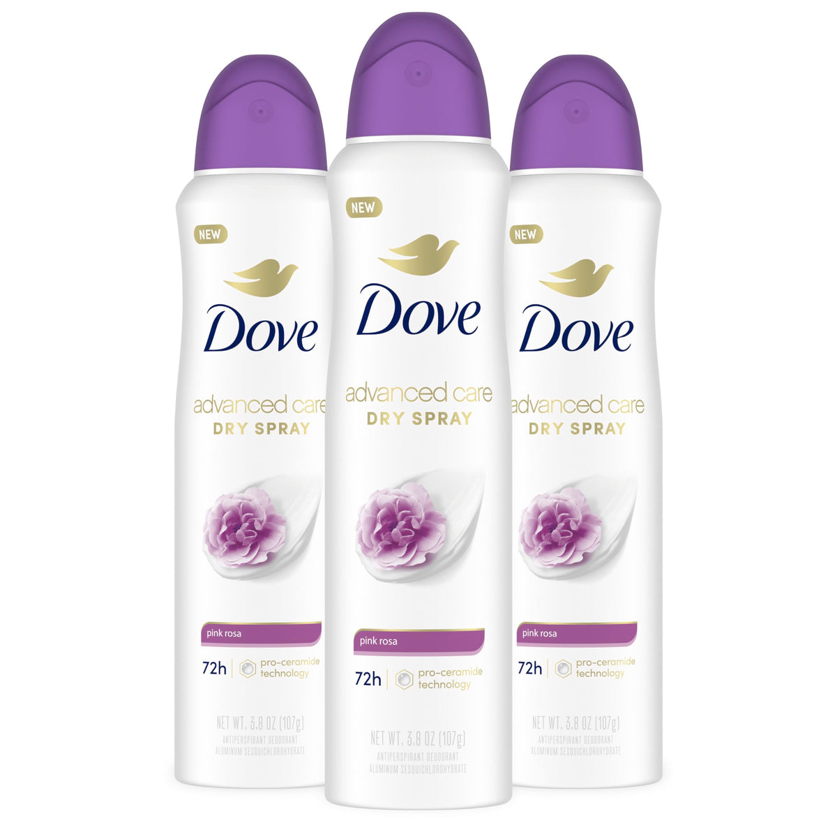Dove Advanced Care Pink Rosa: bouteille spray prête à l'emploi, soin doux après rasage.