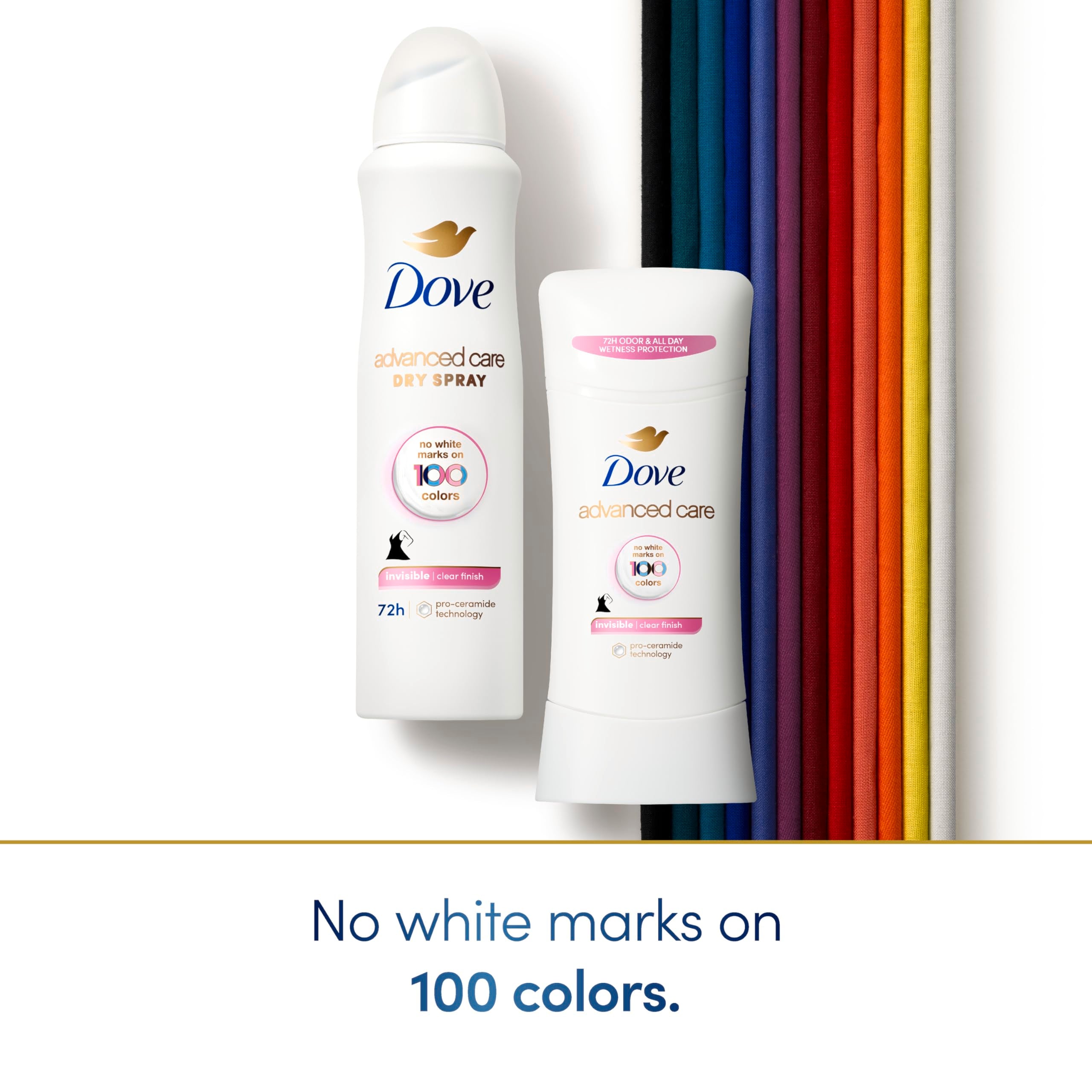 Emballage et capot du Dove Advanced Care Clear Finish.