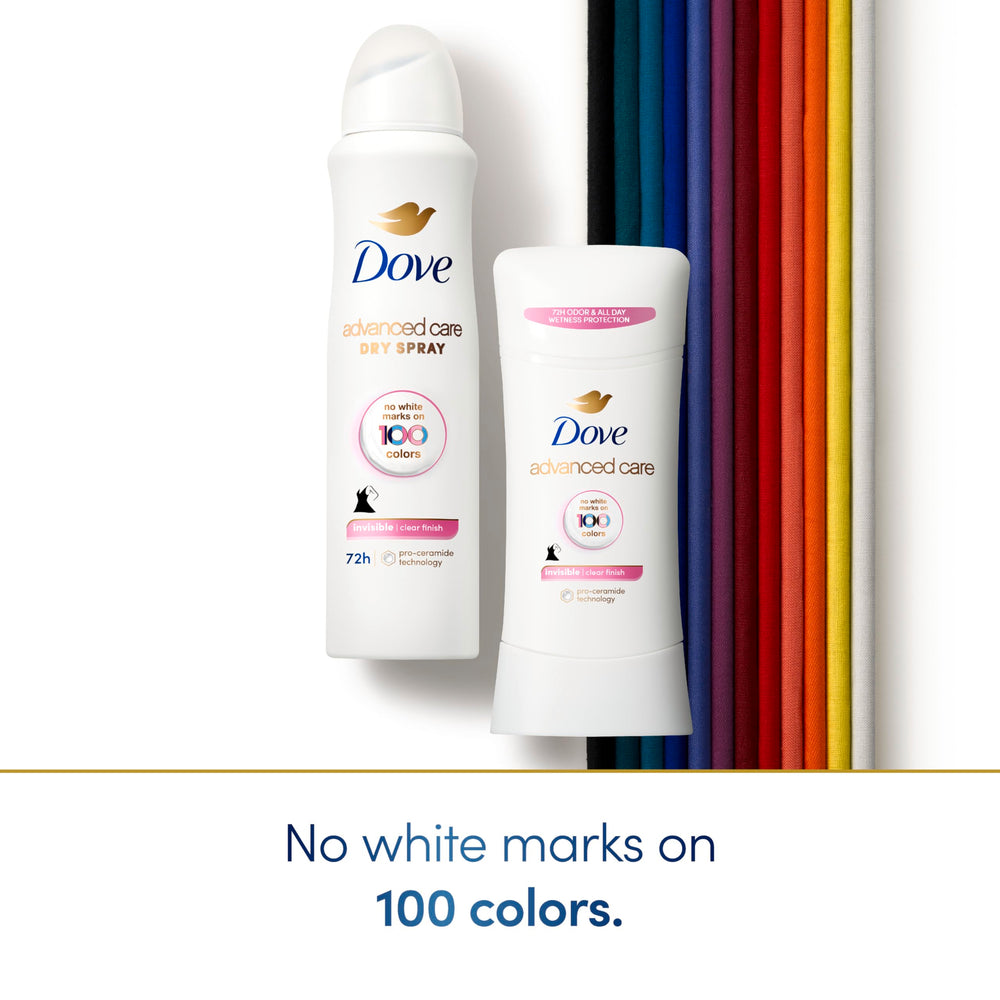 Emballage et capot du Dove Advanced Care Clear Finish.