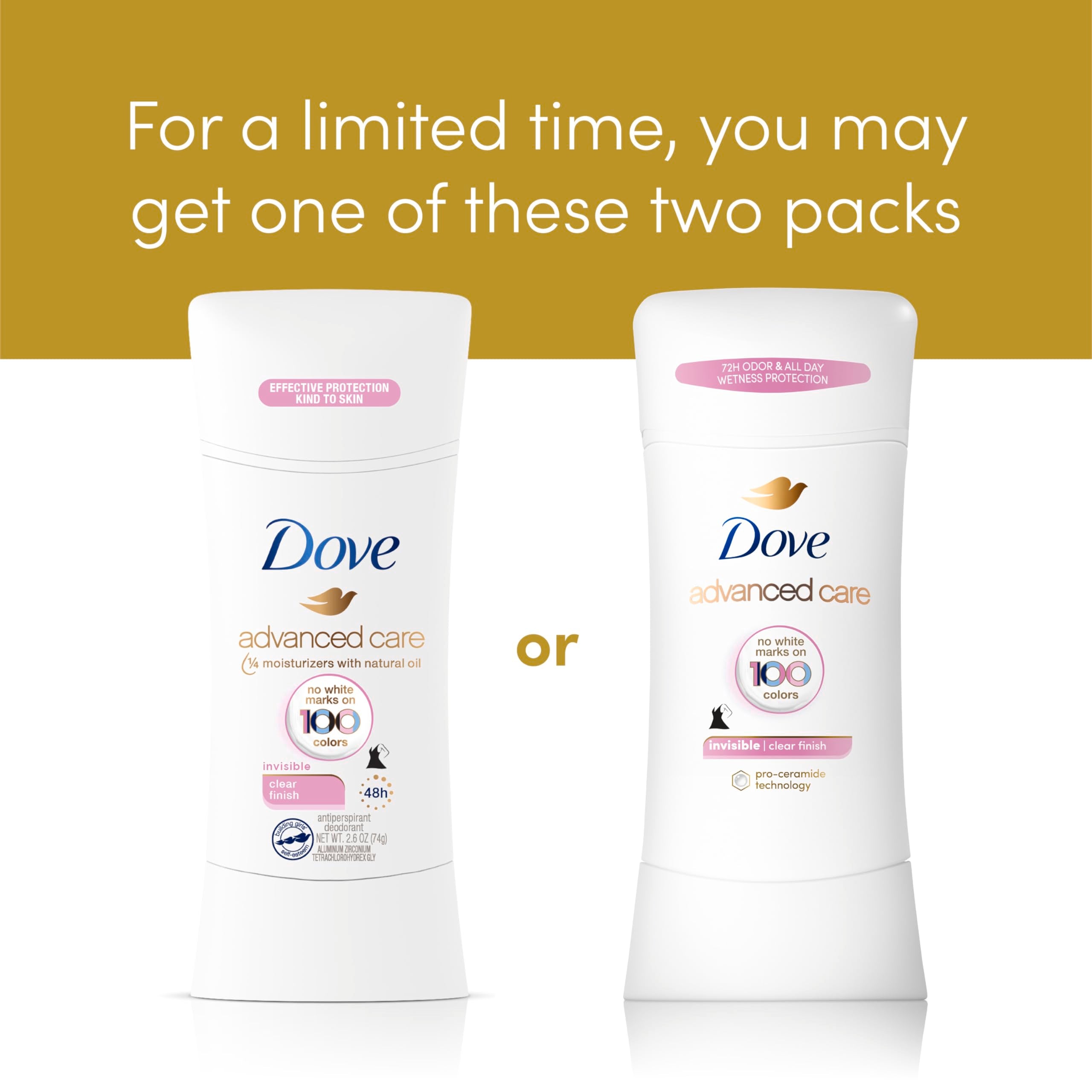Protection longue durée de 72 heures avec Dove Advanced Care.