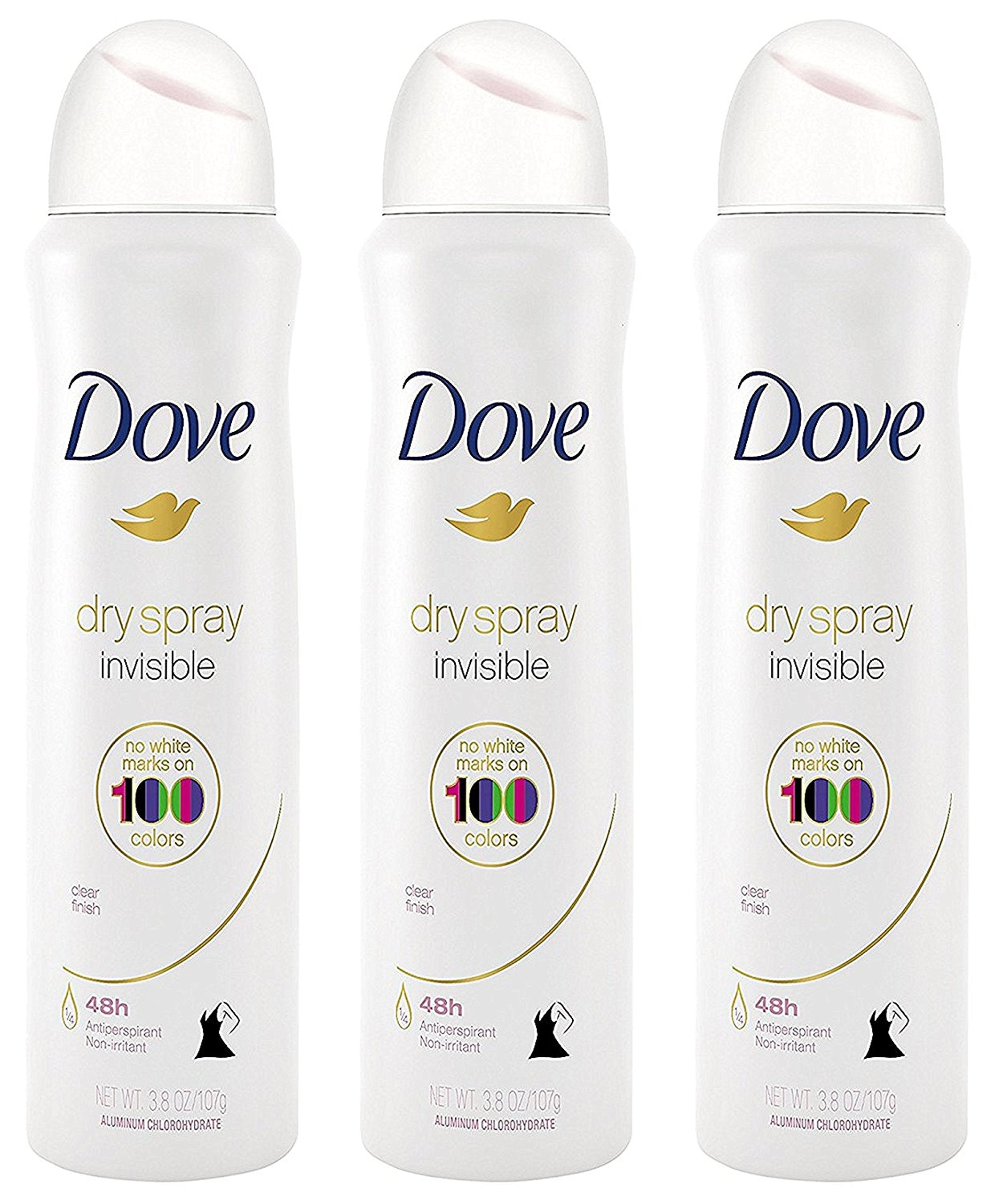 Dove Antiperspirant pulvérisateur sec invisible sur bouteille, sans traces sur les vêtements