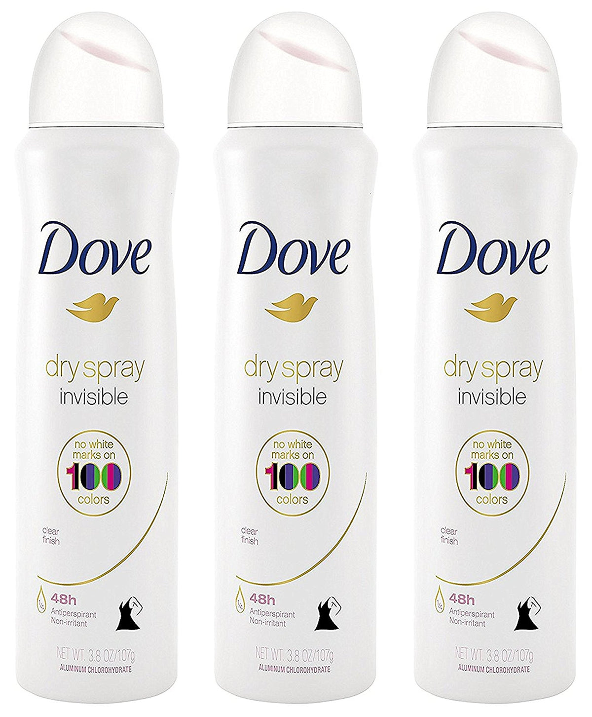 Dove Antiperspirant pulvérisateur sec invisible sur bouteille, sans traces sur les vêtements