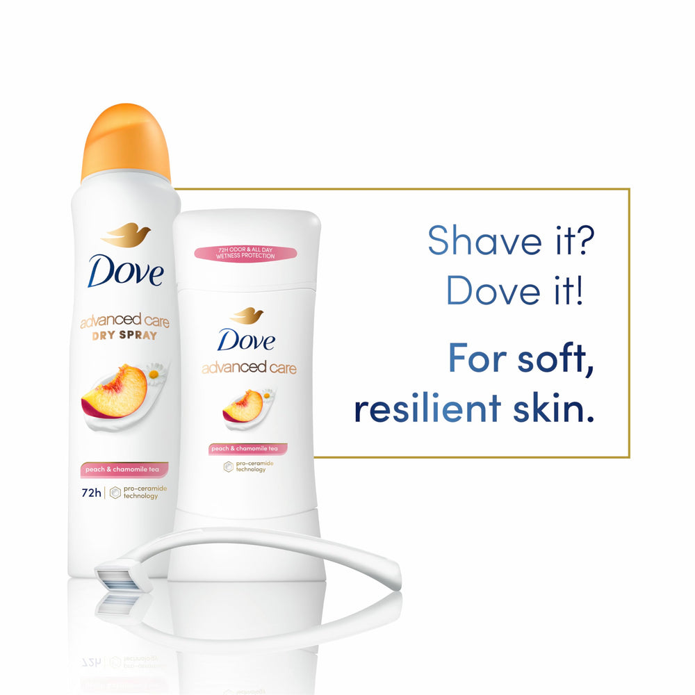 Dove Advanced Care Peche Camomille Déodorant Stick: réparation et renforcement de la barrière cutanée après rasage.