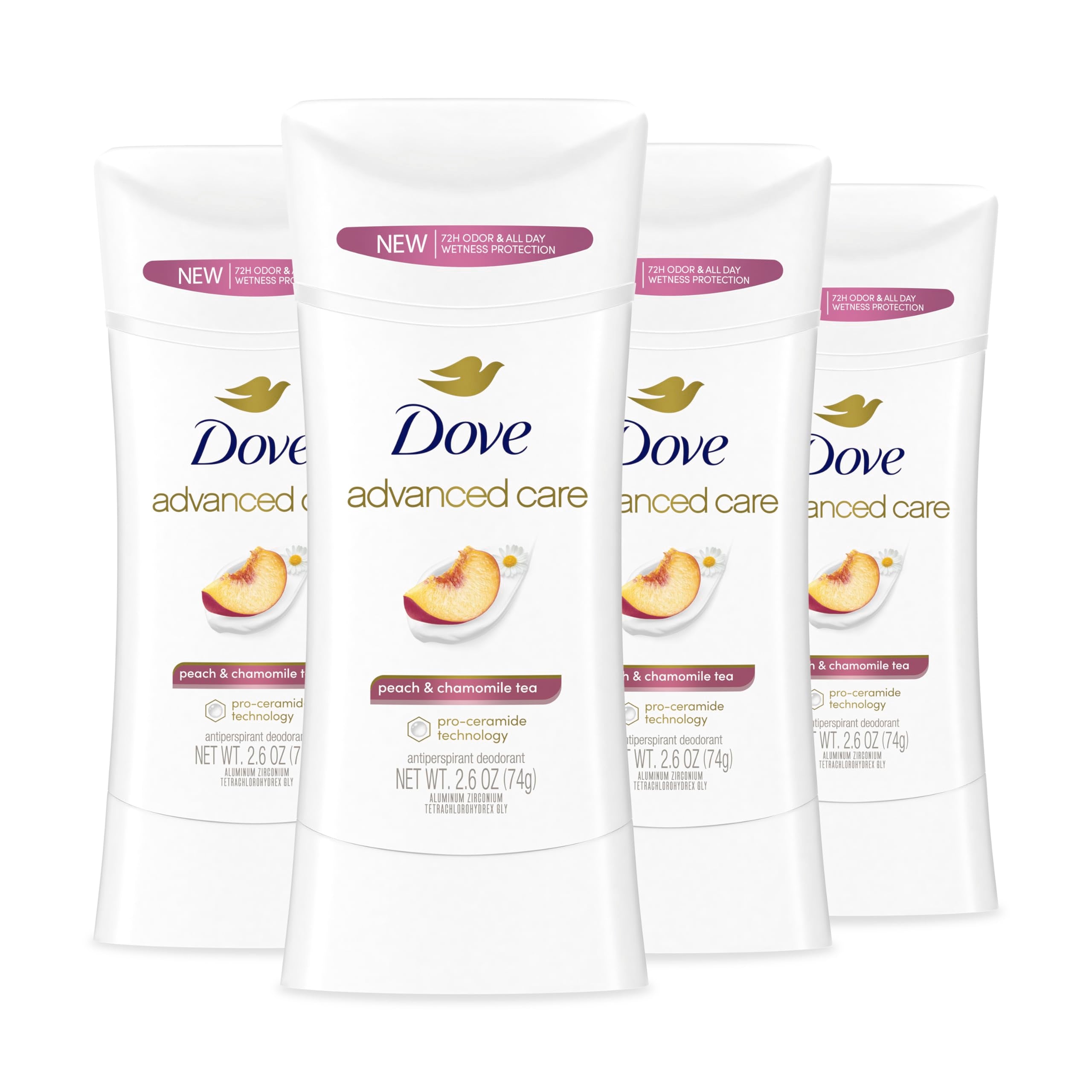 Dove Advanced Care Peche Camomille Déodorant Stick: soin doux pour les aisselles.