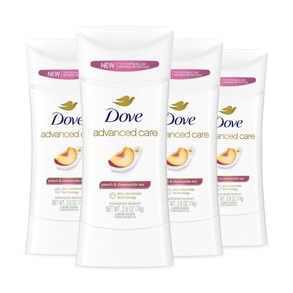 Dove Advanced Care Peche Camomille Déodorant Stick: soin doux pour les aisselles.