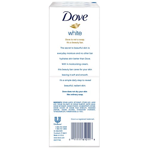 Dove barre beauté blanche, texture douce, peau douce et lisse
