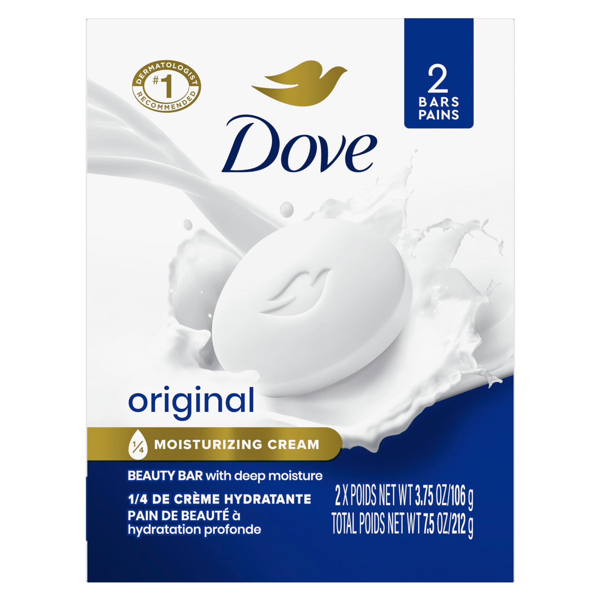Dove Beauty Bar Originale — gros plan sur la texture crémeuse qui hydrate.