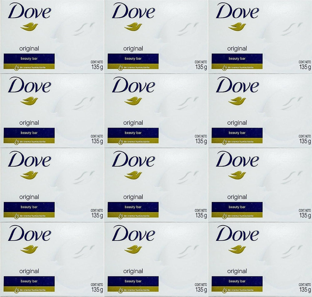 Barre Dove Creme Blanche 135 g en boite de douze, hydratation douce