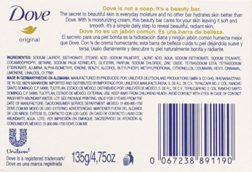 Emballage individuel des barres Dove Creme Blanche pour voyage