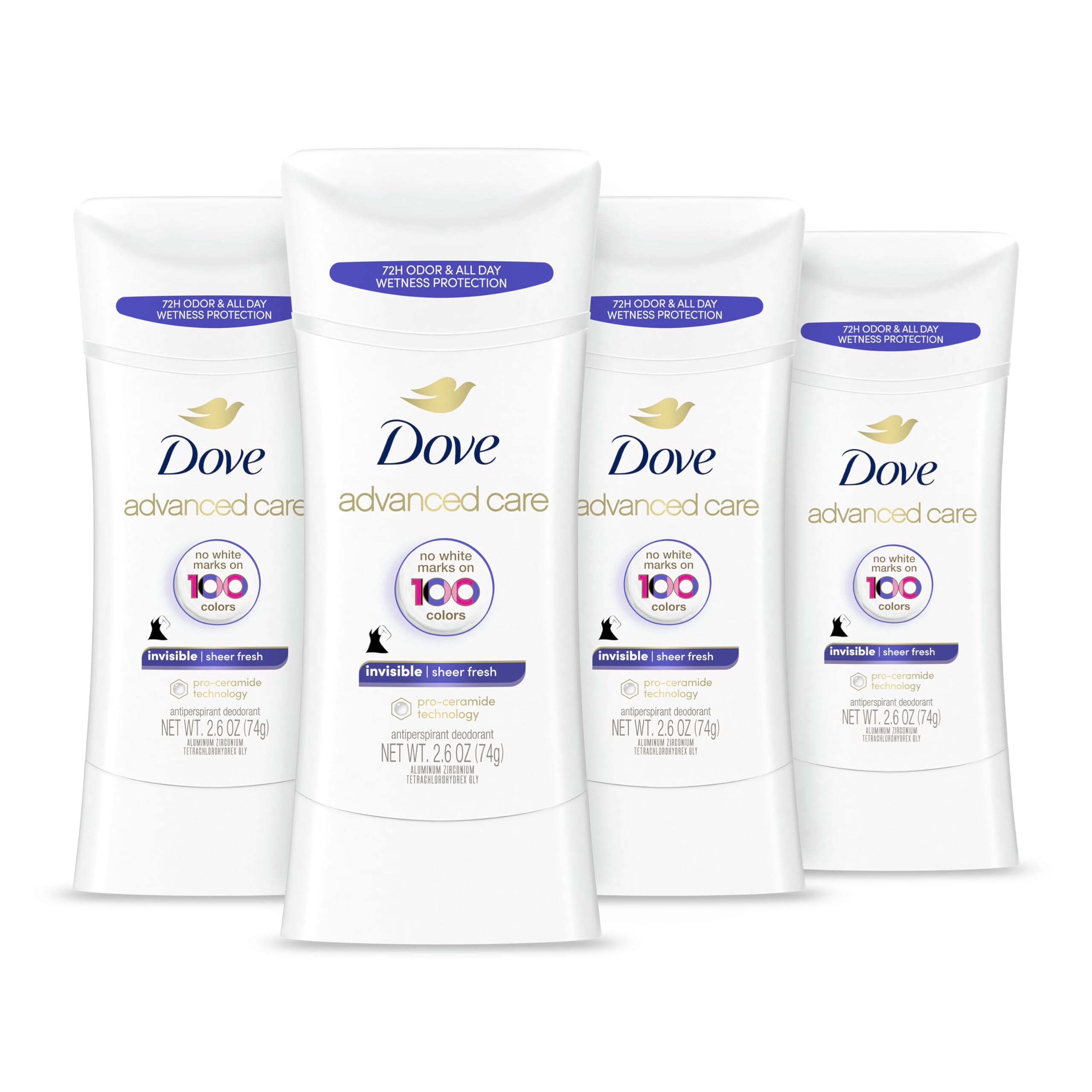 Bâton Dove Advanced Care dans son emballage, prêt à l’emploi.