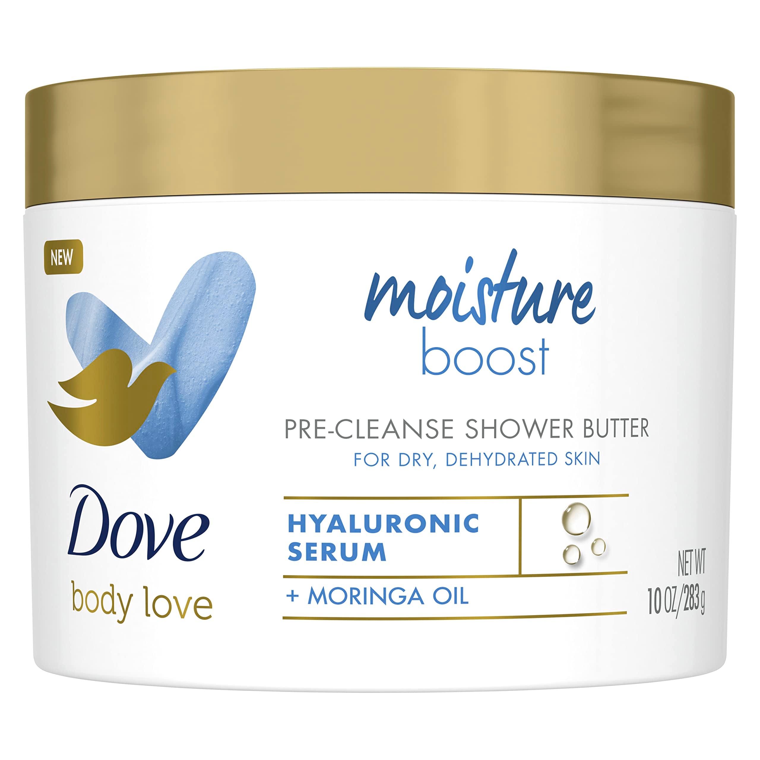 Dove Body Love Beurre Pré-Cleanse en pot, démarrage hydratant pour peau sèche.