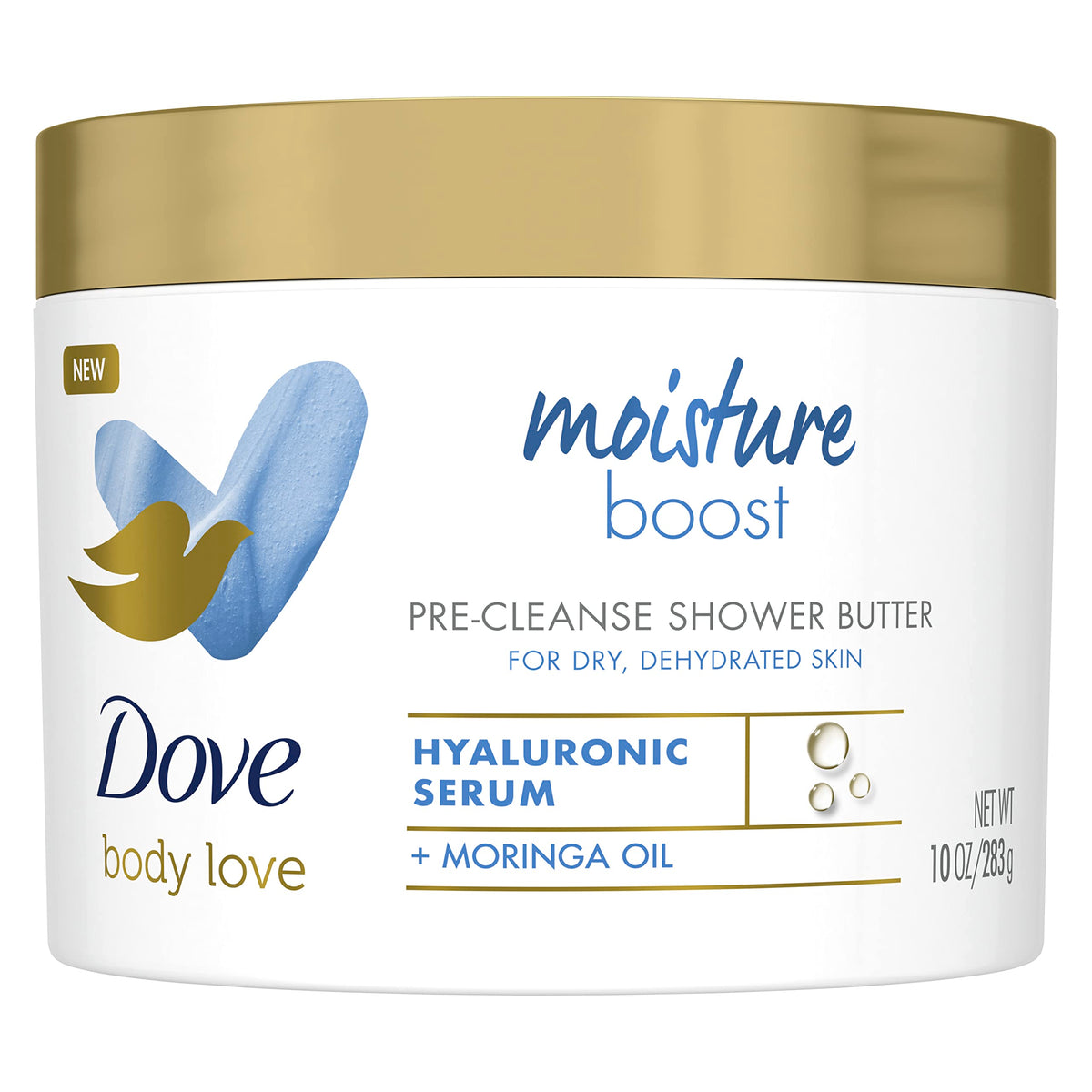 Dove Body Love Beurre Pré-Cleanse en pot, démarrage hydratant pour peau sèche.