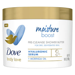 Dove Body Love Beurre Pré-Cleanse en pot, démarrage hydratant pour peau sèche.