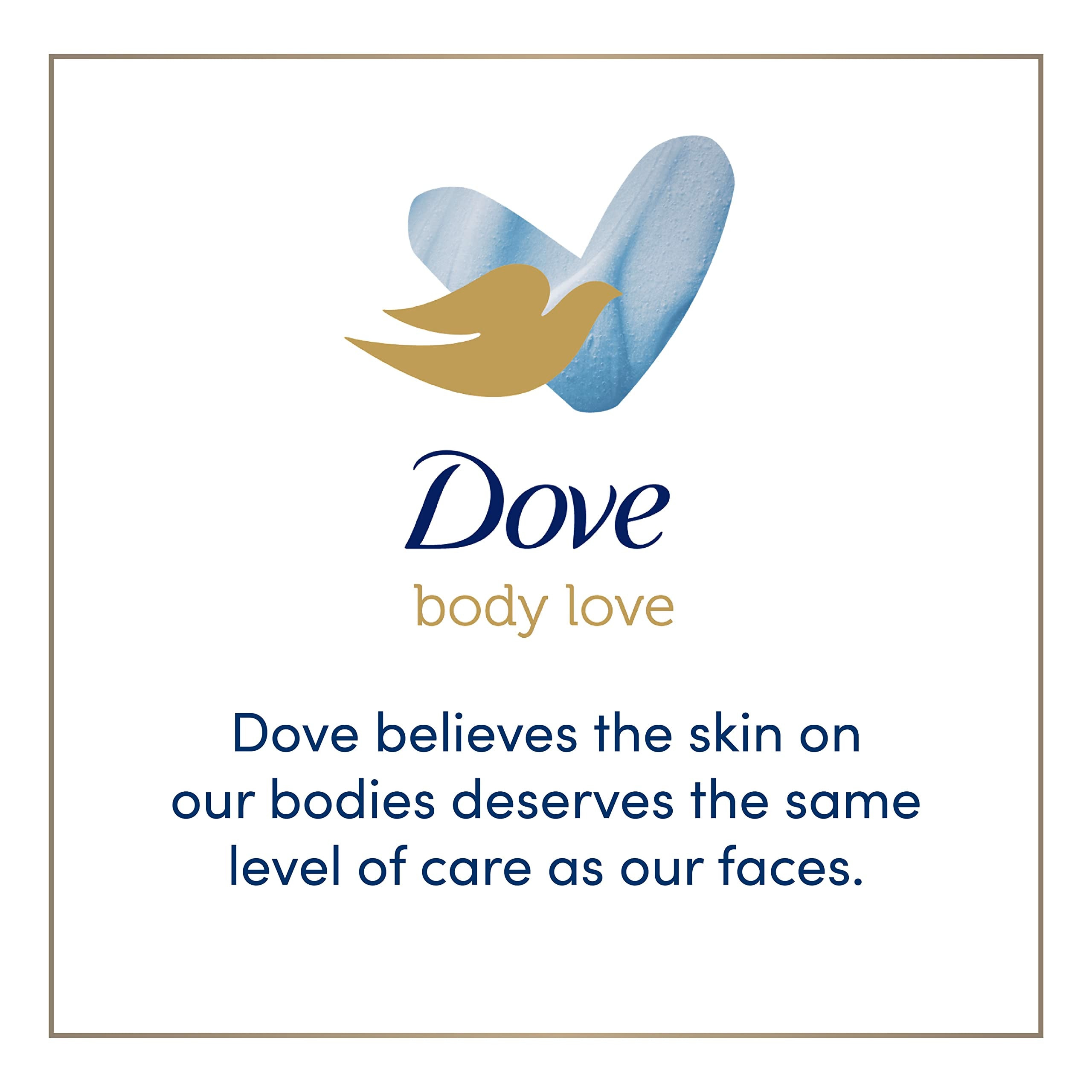 Texture luxueuse Dove Body Love qui glisse sur peau humide.