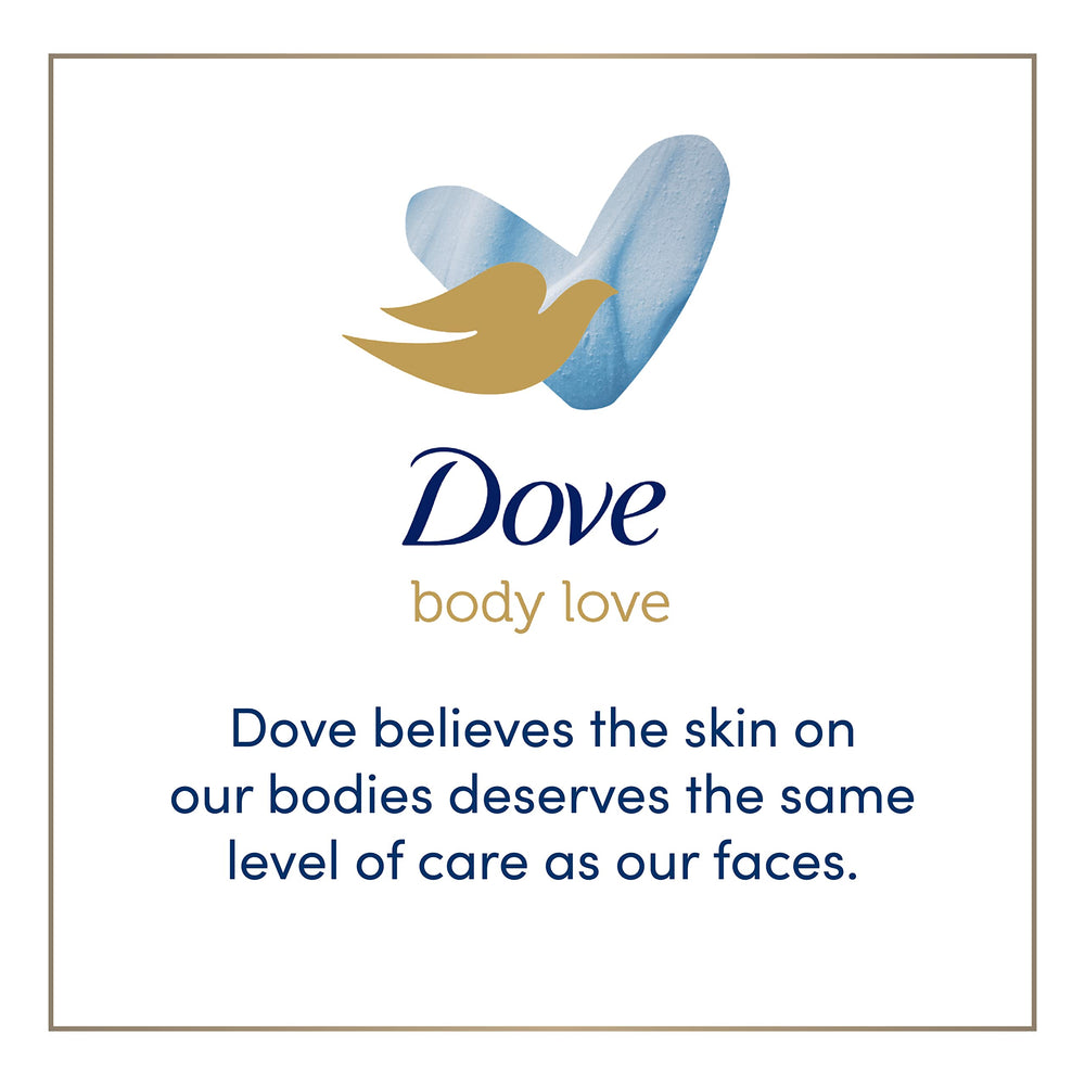 Texture luxueuse Dove Body Love qui glisse sur peau humide.