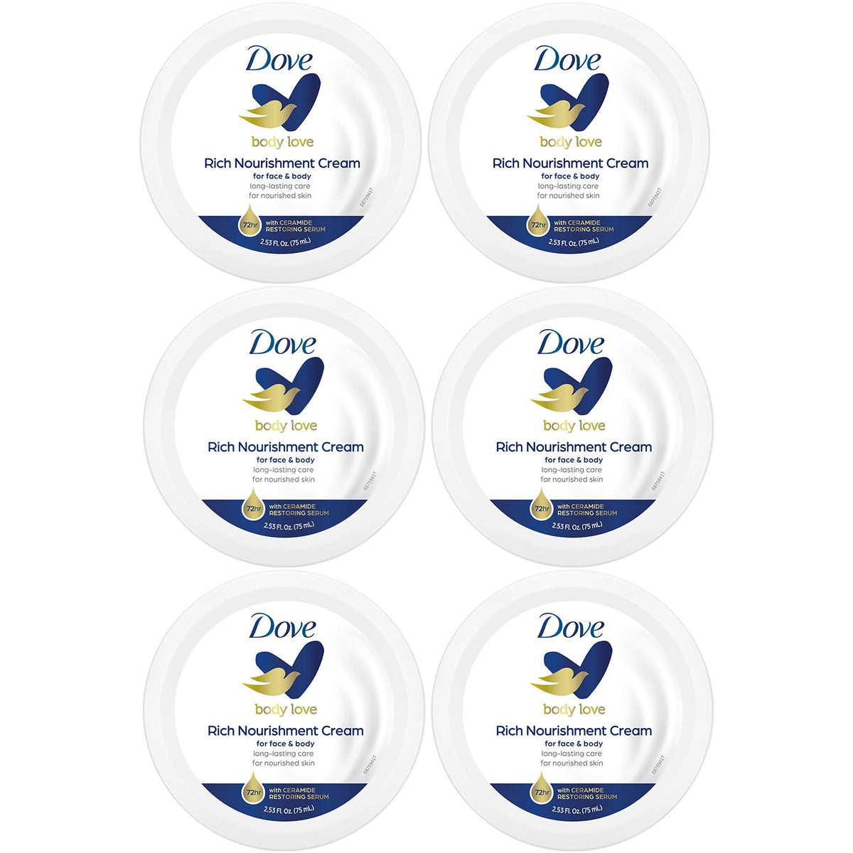 Dove Body Love crème visage, hydratation rapide et douceur durable.