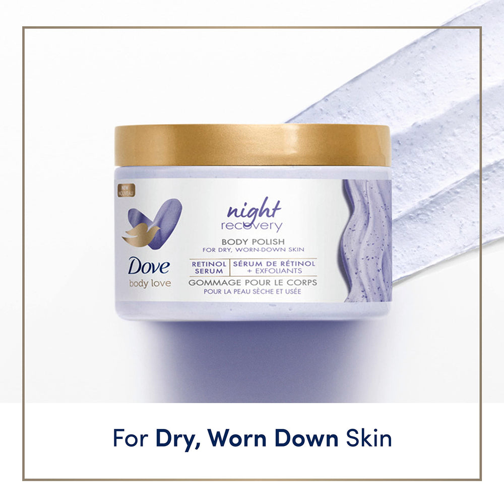 Dove Body Love Night Recovery application mains montrant le massage.