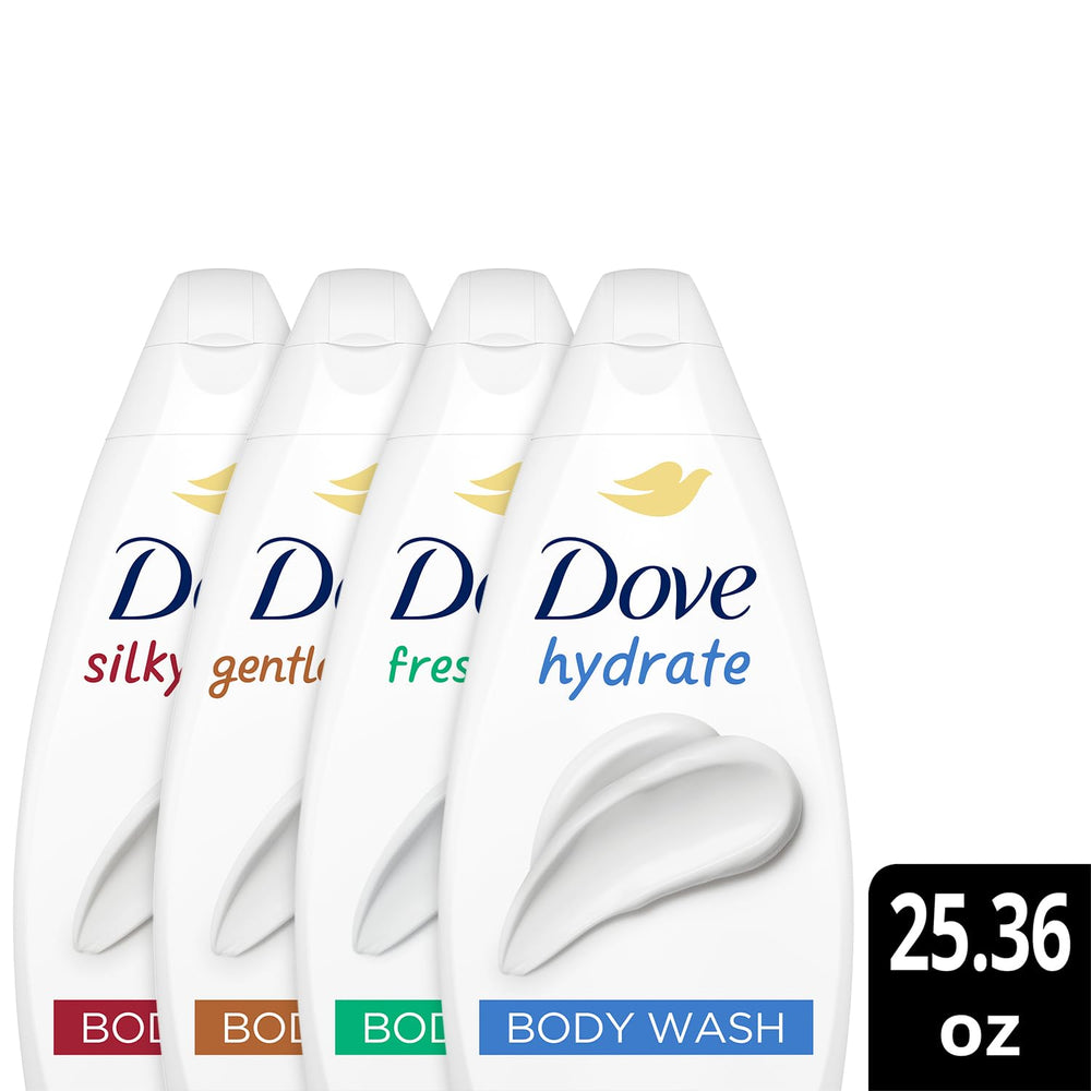Dove Soin Fraîcheur: flacon généreux pour peau revitalisée après la douche.