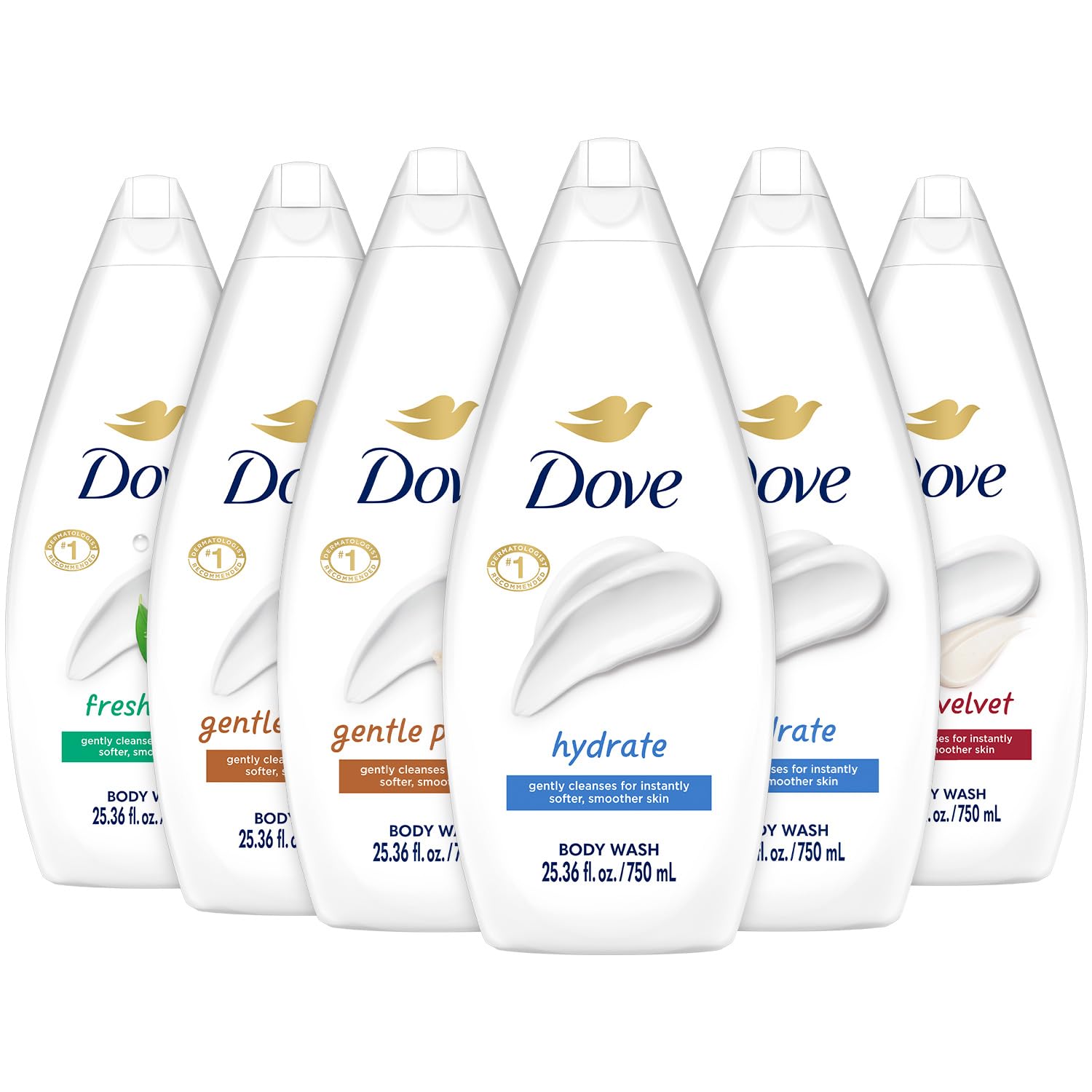Dove Hydratant: bouteille généreuse prête à hydrater la peau après la douche.