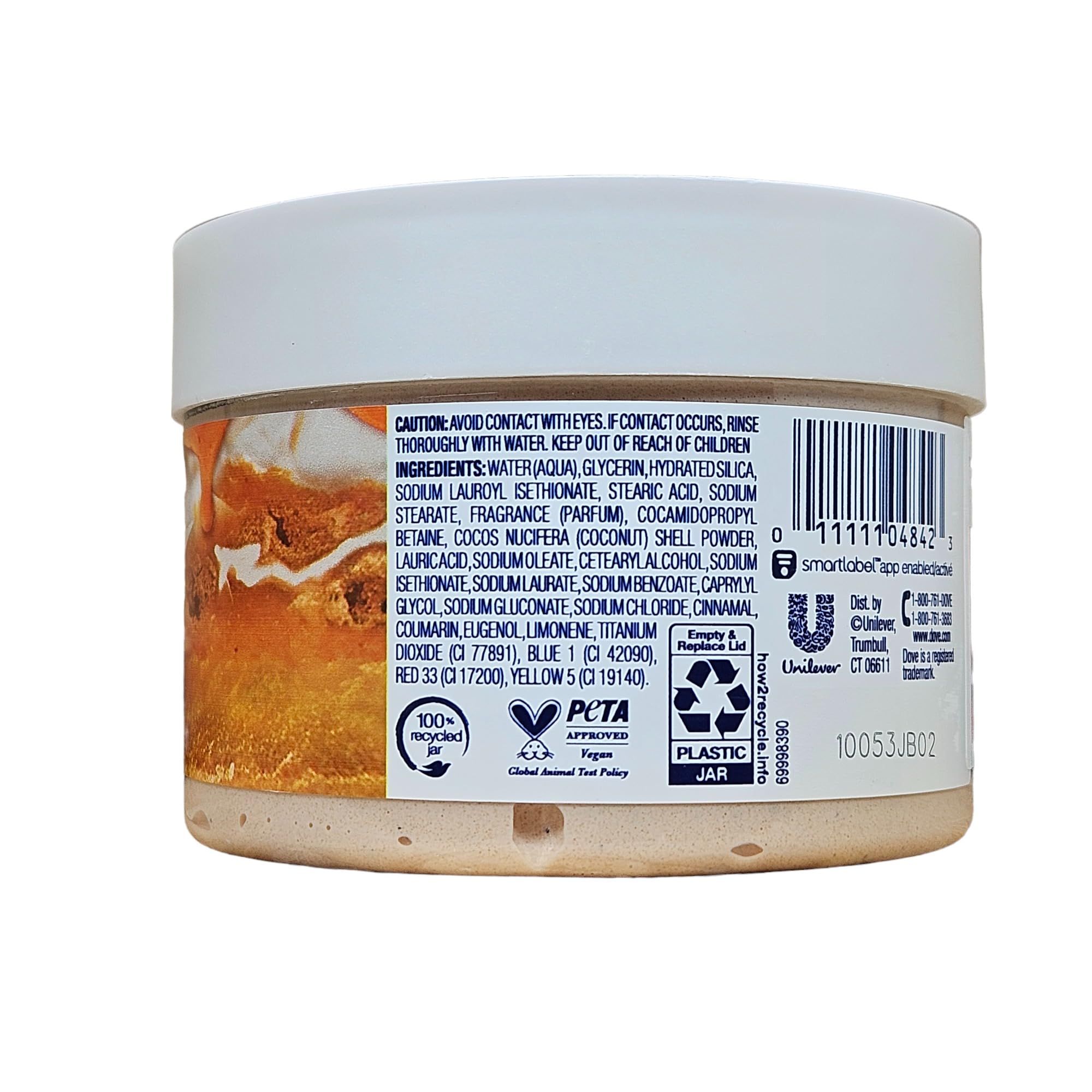 Dove gommage corporel cannelle et tarte à la citrouille, texture crémeuse pour nourrir la peau.