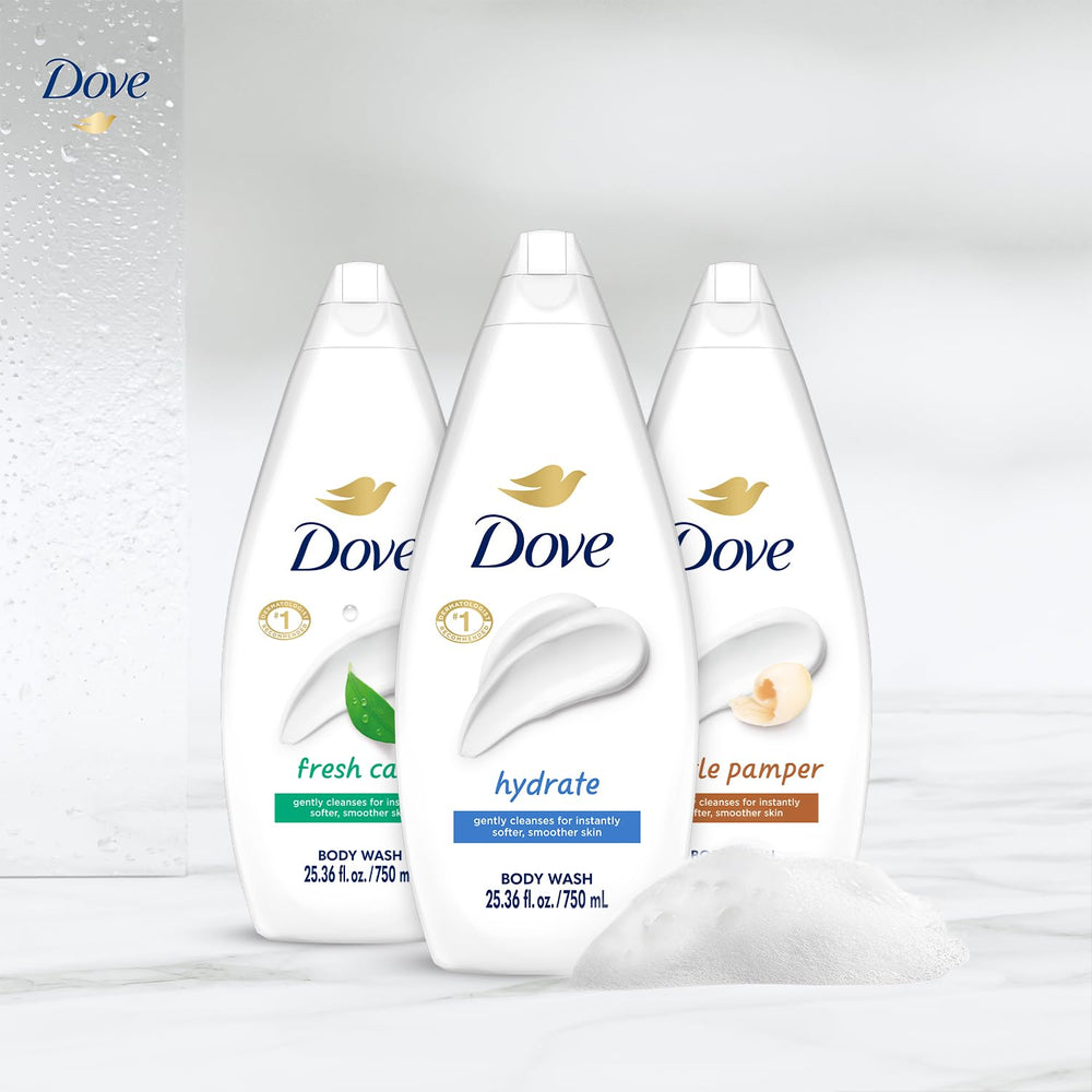 Coffret Dove Douche 3-pack, ensemble pratique pour la famille et les voyages.