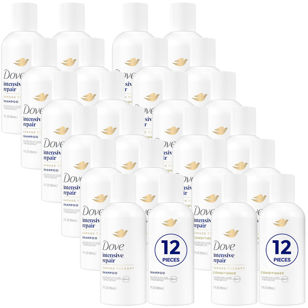 Coffret voyage Dove avec shampoing et après-shampoing pour cheveux abîmés, format voyage