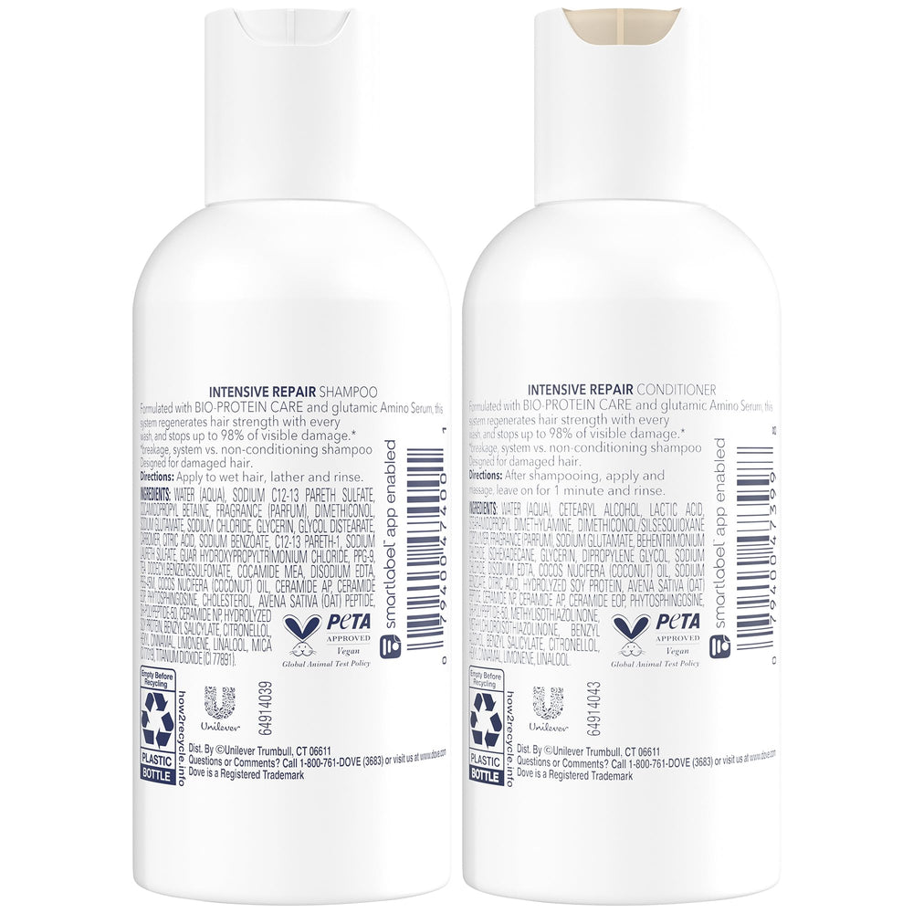Conditionneur Dove Travel en bouteille compacte, démêlant et adoucissant les cheveux.