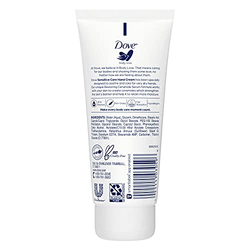 Texture non grasse Dove Body Love Sensitive Skin, absorption rapide.