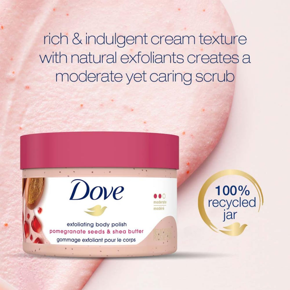 Creme moussante exfoliante Dove offre douceur immediatement.