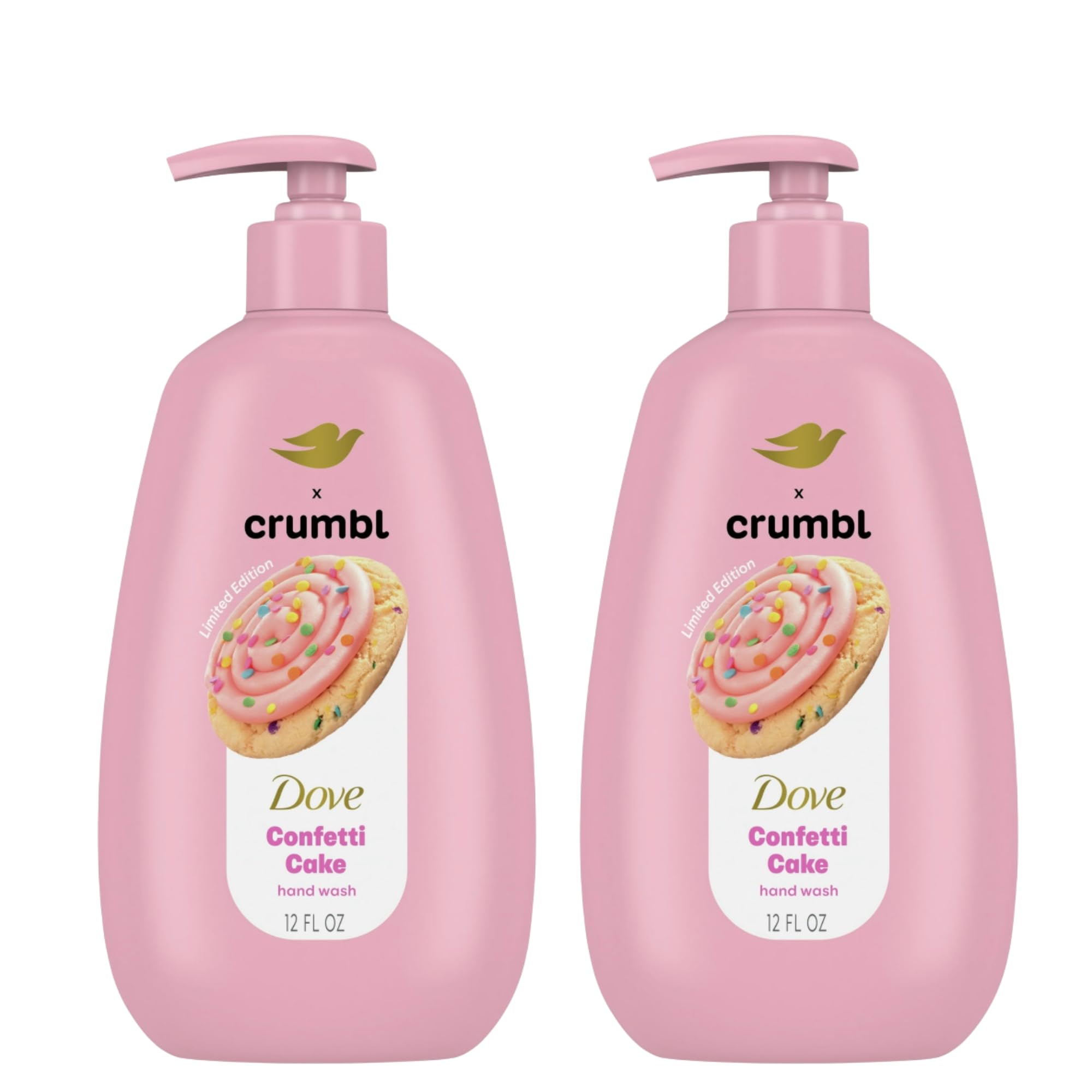Dove Crumbl Confetti Cake hand wash bottle with pump for daily cleansing and moisture