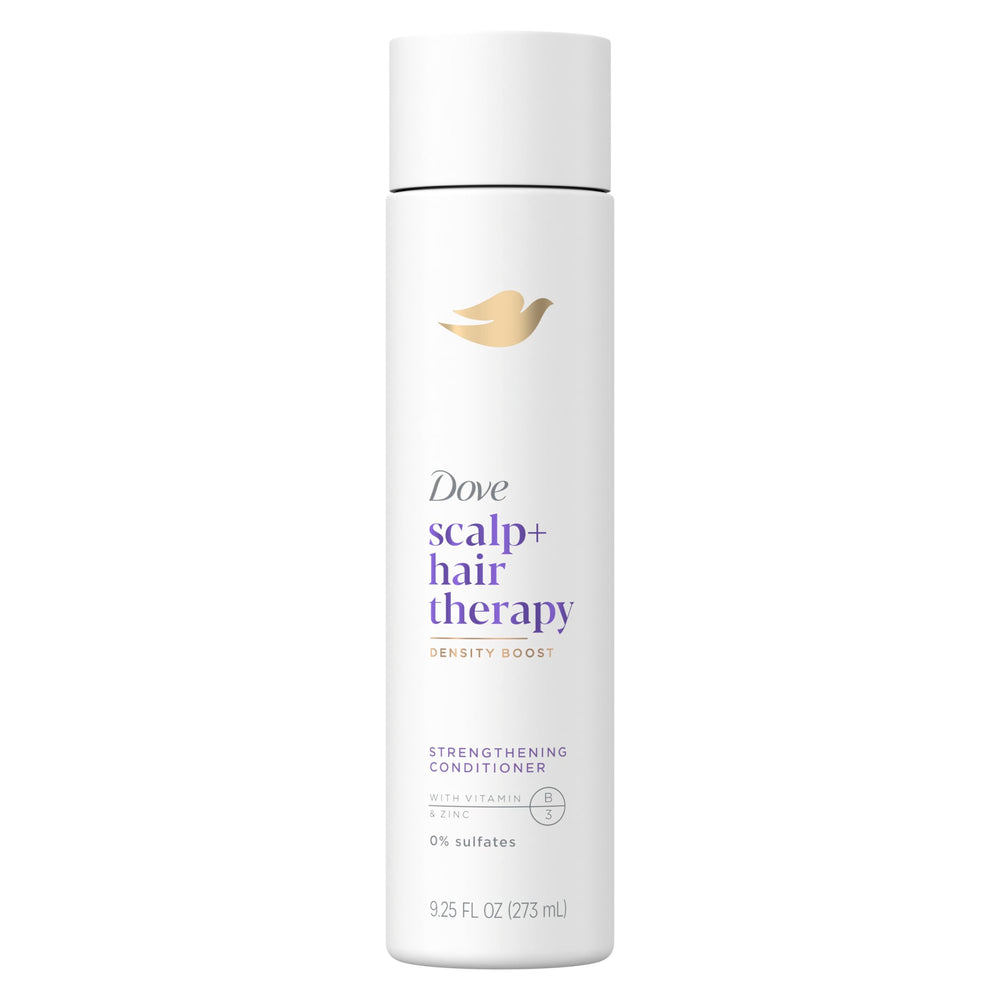 Dove Density Boost : bouteille du produit prête pour une routine fortifiante des cheveux fins