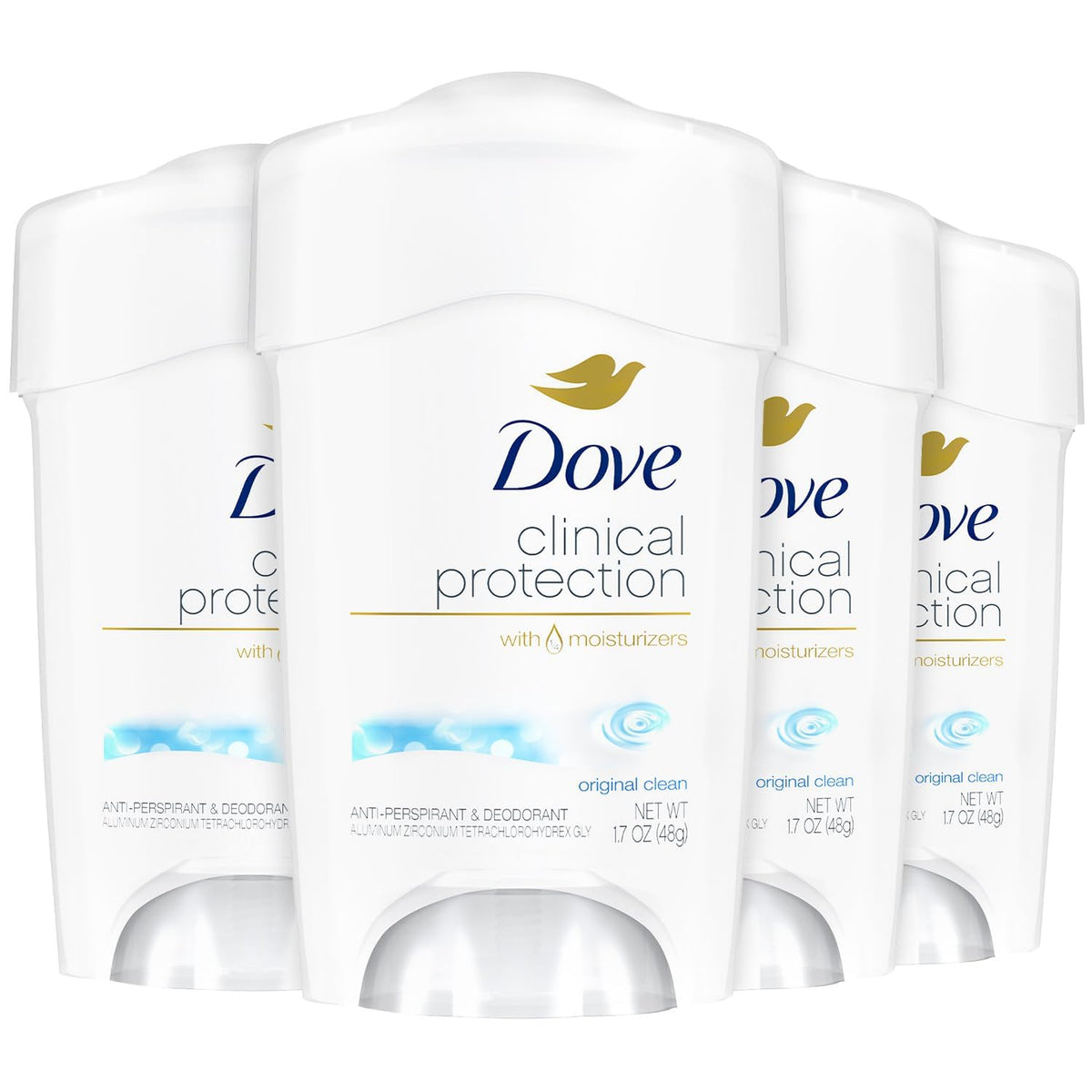 Dove Déodorant femme, flacon 4-pack pour une protection quotidienne.