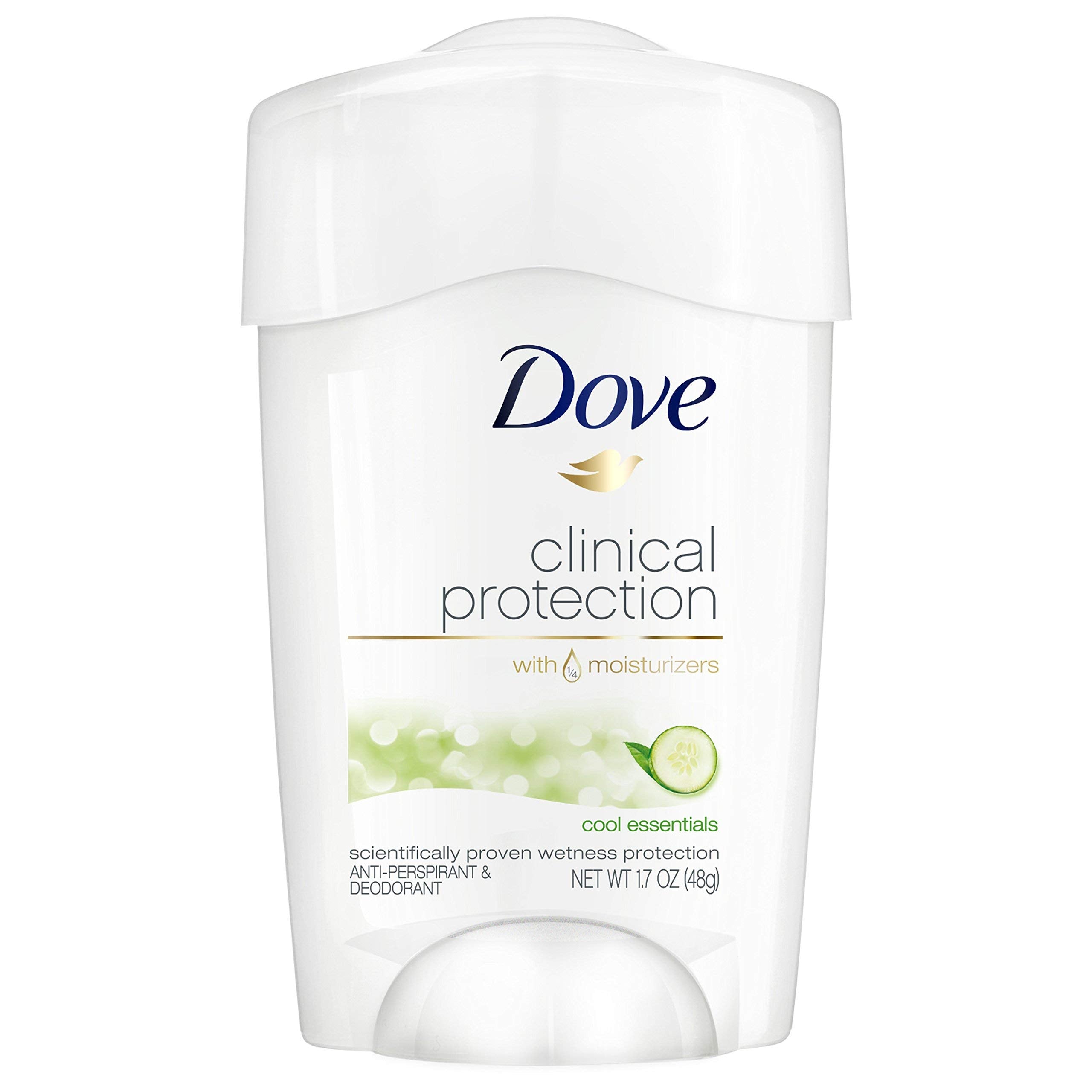 Dove déodorant pour femmes, bouteille Cool Essentials, protection durable et hydratation légère.