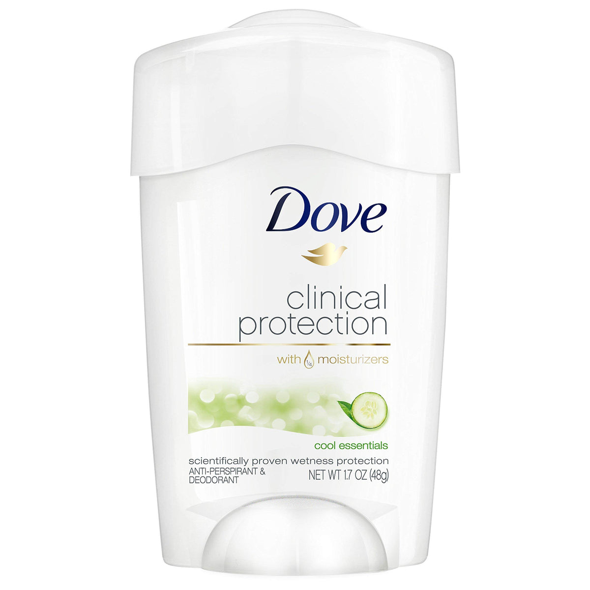 Dove déodorant pour femmes, bouteille Cool Essentials, protection durable et hydratation légère.