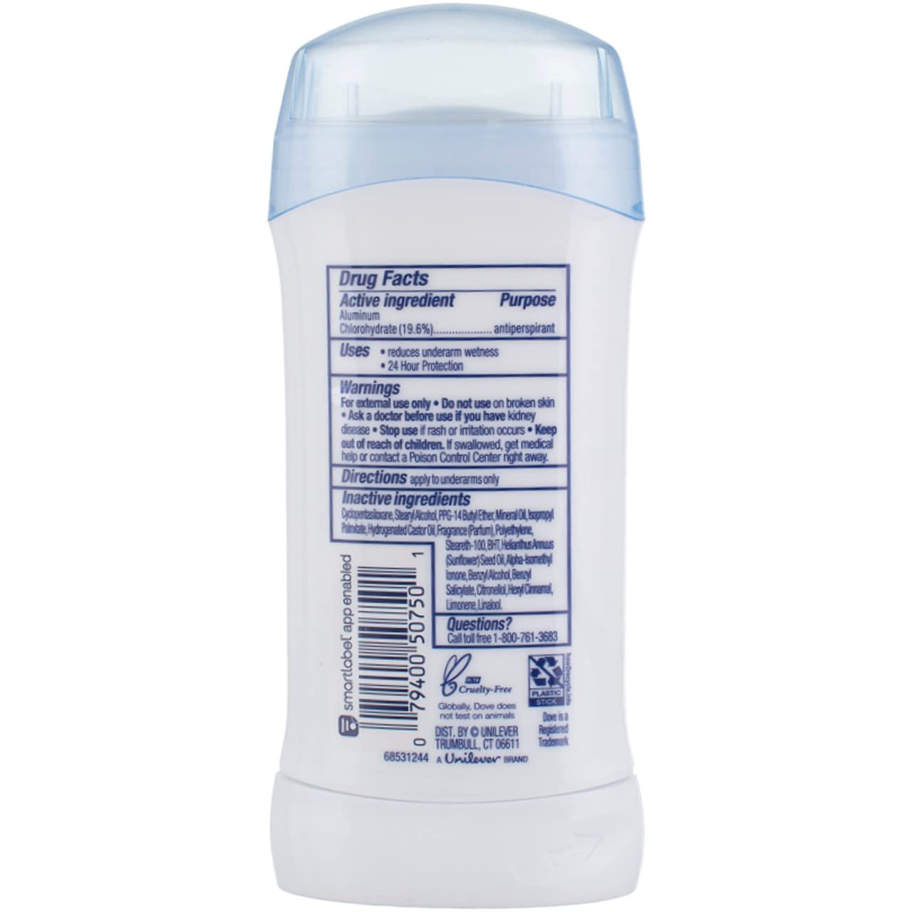 Dove Déodorant Frais, application facile, sensation de fraîcheur durable.
